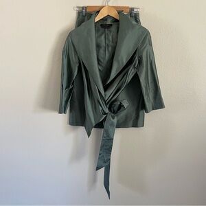 Max Mara Silk 2 Piece Set Wrap Jacket + Pencil Skirt Pianoforte Green Size 4